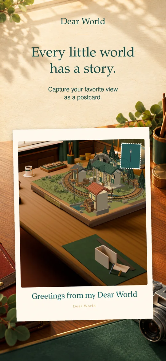 Every little world has a story. A postcard of the woodland layout.